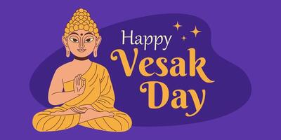 feliz vesak dia, Buda purnima desejos saudações ilustração. cartazes, bandeiras, saudações, e impressão Projeto. vetor