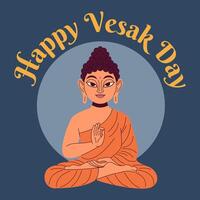 feliz vesak dia, Buda purnima desejos saudações ilustração. cartazes, bandeiras, saudações, e impressão Projeto. vetor