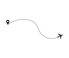 avião pontilhado rota linha a caminho avião. vôo com uma tracejadas linha a partir de a iniciando ponto e ao longo a caminho. ilustração vetor