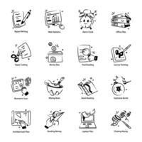 coleção do diariamente tarefas mão desenhado ícones vetor