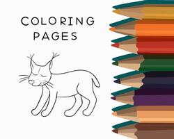ilustração do uma lince coloração página. coloração página com a animal. vetor