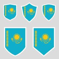 conjunto do Cazaquistão bandeira dentro escudo forma quadro, Armação vetor