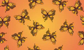 desatado padronizar com borboletas. ouro na moda papel de parede. vetor
