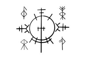 nórdico céltico runas, conjunto norueguês proteção símbolos dentro rabisco estilo, amuleto, feitiçaria sinais em branco fundo. vetor