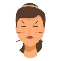 gráfico representação do uma face com acupuntura agulhas promovendo relaxamento e cuidados de saúde vetor