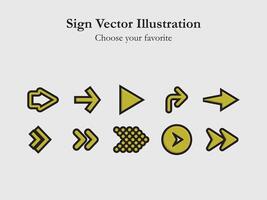 ícone placa aplicativo conjunto seta desenho animado simples linha desenhando digital o negócio rede interface vetor