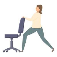ilustração do uma jovem mulher posicionamento a esvaziar escritório cadeira vetor