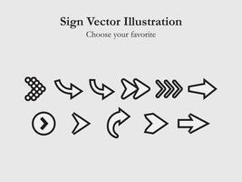 ícone placa aplicativo conjunto seta desenho animado simples linha desenhando digital o negócio rede interface vetor