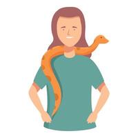 mulher com amigáveis animal serpente ilustração vetor