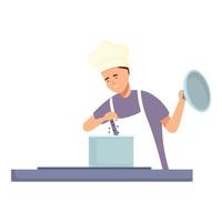 chefe de cozinha tempero refeição dentro cozinha vetor