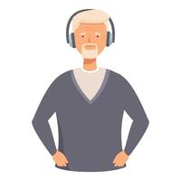 Senior homem desfrutando música com fones de ouvido vetor