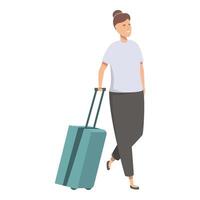jovem mulher viajante com mala de viagem vetor