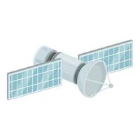 detalhado isométrico do uma satélite com solar painéis dentro uma limpar, moderno Projeto vetor