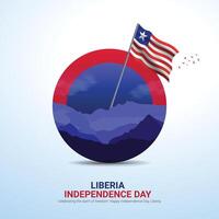 Libéria independência dia criativo Publicidades Projeto. Libéria independência dia celebração, nacional feriado em Julho 26. acenando bandeira. ilustração. vetor