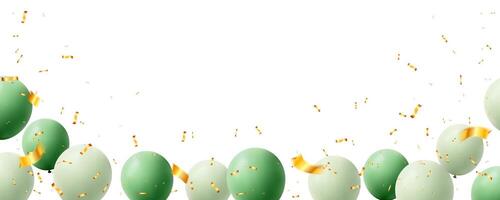 bandeira modelo fundo com verde balões para celebração, festa, feriado, grande abertura feliz dia e cartão luxo cumprimento rico ilustração vetor