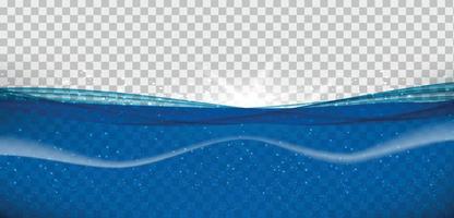 onda do oceano subaquático azul abstrato em fundo transparente. ilustração vetorial vetor