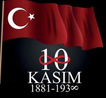 10 de novembro, fundador da república da turquia, aniversário da morte de mustafa kemal ataturk. 10 de novembro, vetor