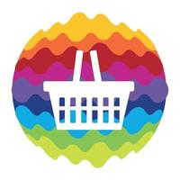 Ícone da cor do arco-íris da sacola de compras para aplicativos móveis e web vetor