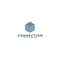 logotipo de conexão exclusivo e facilmente reconhecível em um fundo branco vetor
