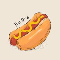 ilustração hotdog. menus de fast food do vetor. vetor de cachorro-quente.