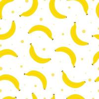 padrão de vetor sem costura bananas amarelas no fundo de bolinhas padrão de frutas para tecidos, têxteis, papéis de parede
