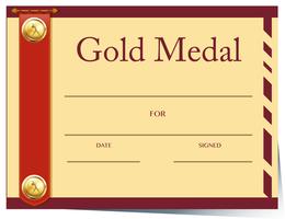 Modelo de certificado para medalha de ouro em papel vetor