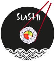 Design da etiqueta com sushi vetor