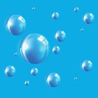 bolhas transparentes sobre fundo azul. ilustração vetorial vetor