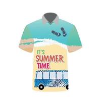 t-shirt com imagem de mar, autocarro para viagem para descanso. ilustração vetorial. vetor