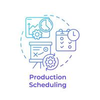 Produção agendamento azul gradiente conceito ícone. fabricação operações, capacidade planejamento. operacional metas. volta forma linha ilustração. abstrato ideia. gráfico Projeto. fácil para usar dentro artigo vetor