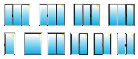 variedades de janelas de pvc. ilustração vetorial. vetor
