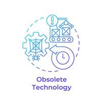 obsoleto tecnologia azul gradiente conceito ícone. tecnológica obsolescência, fabricação problemas. volta forma linha ilustração. abstrato ideia. gráfico Projeto. fácil para usar dentro infográfico, artigo vetor