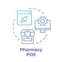 farmacia pos azul gradiente conceito ícone. farmacêutico varejo, prescrição gerenciamento. volta forma linha ilustração. abstrato ideia. gráfico Projeto. fácil para usar dentro infográfico, artigo vetor