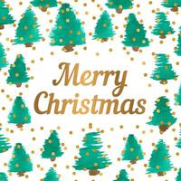 elegante ouro e verde alegre Natal aguarela pinho árvore bandeira ilustração vetor
