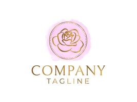 elegante rosa logotipo Projeto com aguarela fundo vetor