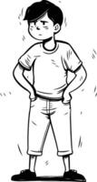 ilustração do uma jovem homem em pé com dele mãos em dele cintura. vetor