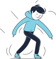 ilustração do uma homem patinação em gelo pista. inverno esporte. vetor