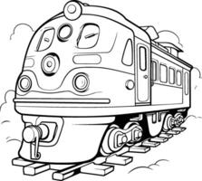 ilustração do uma vapor locomotiva. coloração livro para crianças. vetor