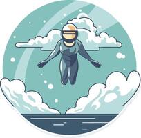 ilustração do uma paraquedista pulando sobre a água dentro plano estilo. vetor