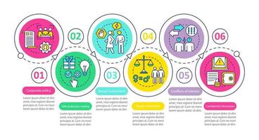 modelo de infográfico de vetor csr. responsabilidade social corporativa. Ética de negócios. elementos de design de apresentação de negócios. visualização de dados com etapas, opção. gráfico de linha do tempo do processo. layout de fluxo de trabalho