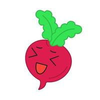 personagem de vetor kawaii bonito de beterraba. vegetal feliz com uma cara sorridente. rindo comida. emoji engraçado, emoticon, sorriso. ilustração colorida isolada dos desenhos animados