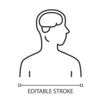 ícone linear de cérebro saudável. órgão humano com boa saúde. sistema nervoso em funcionamento. ilustração de linha fina. símbolo de contorno. desenho de contorno isolado do vetor. curso editável vetor