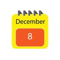 dezembro 8 diariamente calendário ícone vetor