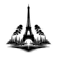 Preto e branco ilustração do a eiffel torre passeios turísticos dentro Paris vetor