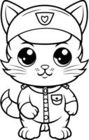Preto e branco desenho animado ilustração do fofa gato animal personagem para coloração livro vetor