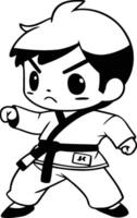 taekwondo Garoto ilustração. desenho animado taekwondo Garoto personagem. vetor