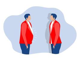 empresário compara homem gordo e magro antes e depois de perda de peso ilustrador vetorial vetor
