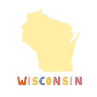 coleção dos EUA. mapa de Wisconsin. rabiscar letras de estilo vetor