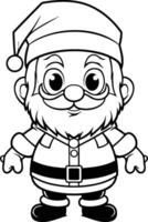 Preto e branco desenho animado ilustração do santa claus personagem para coloração livro vetor