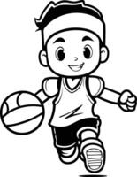 ilustração do uma basquetebol jogador corrida com uma bola dentro dele mão vetor